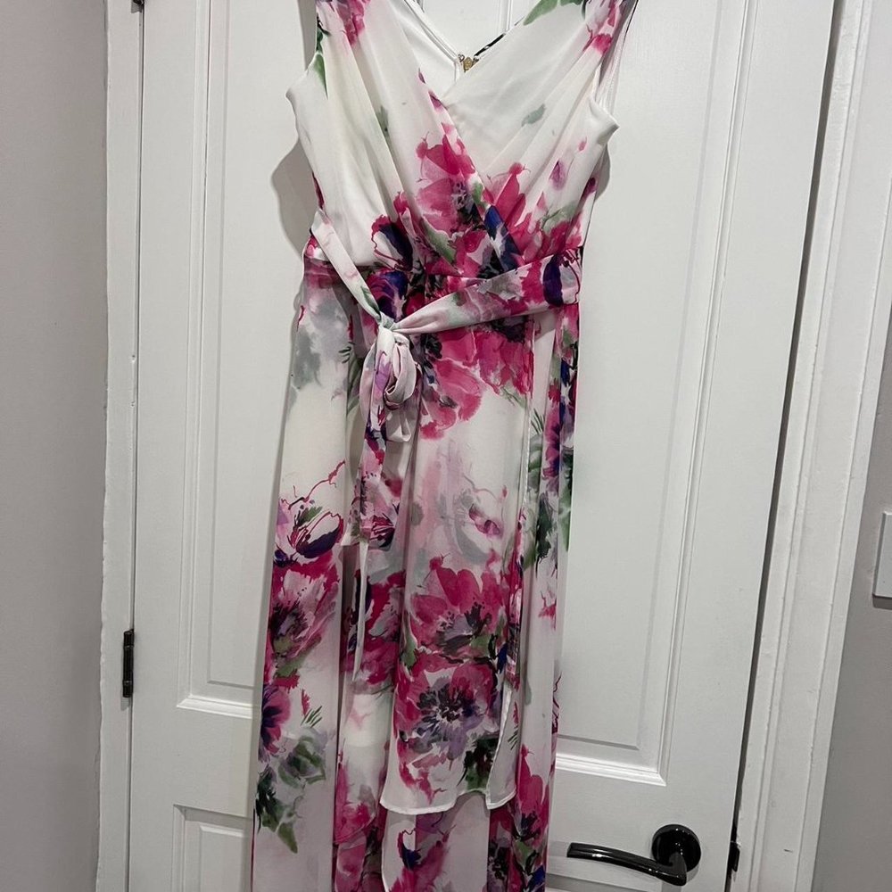 DKNY Womens White and Pink Dress